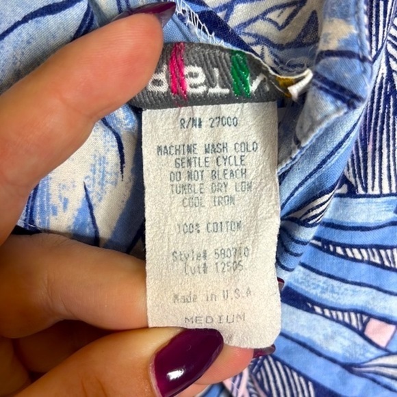 Vintage Cristina Tropical Floral Vest Top Collared Button Top - Picture 5 of 7